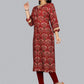 Casual Kurti Rayon Viscose Maroon Foil Print Kurtis