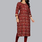 Casual Kurti Rayon Viscose Maroon Foil Print Kurtis