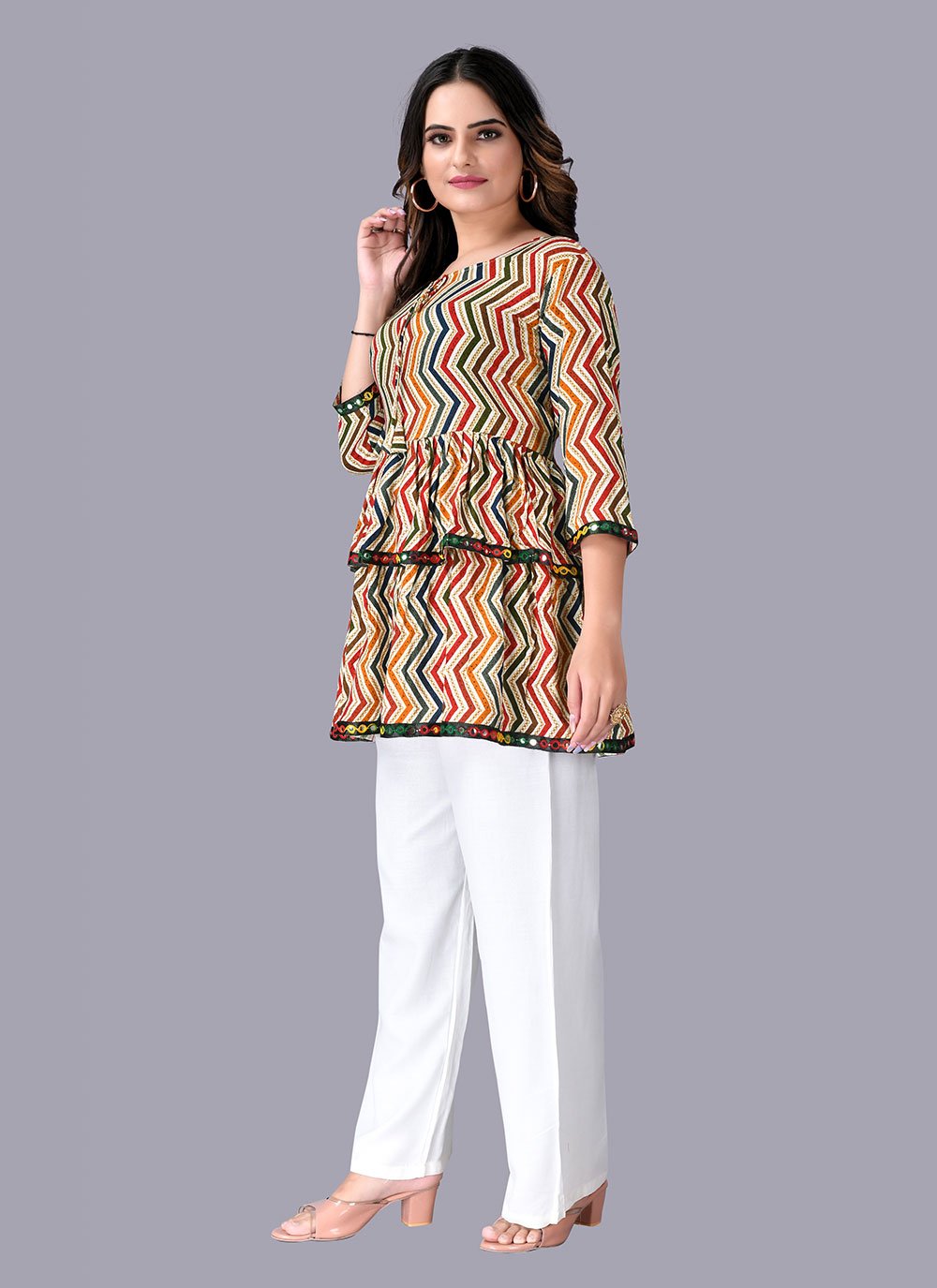 Casual Kurti Rayon Multi Colour Foil Print Kurtis