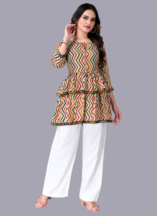 Casual Kurti Rayon Multi Colour Foil Print Kurtis