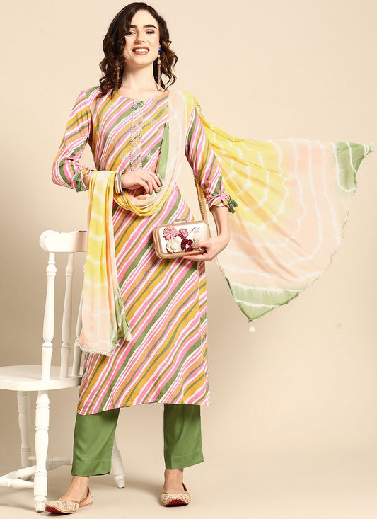 Salwar Suit Rayon Multi Colour Print Salwar Kameez