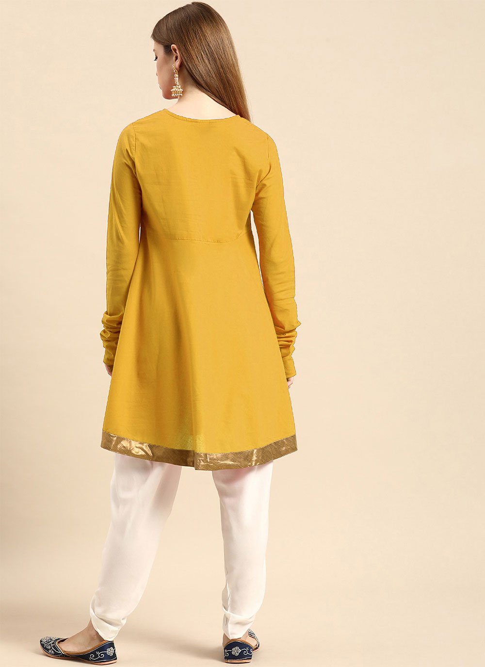 Casual Kurti Rayon Mustard Embroidered Kurtis