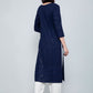 Designer Kurti Rayon Blue Chikankari Work Kurtis