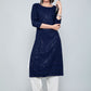 Designer Kurti Rayon Blue Chikankari Work Kurtis