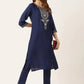 Designer Kurti Rayon Blue Embroidered Kurtis