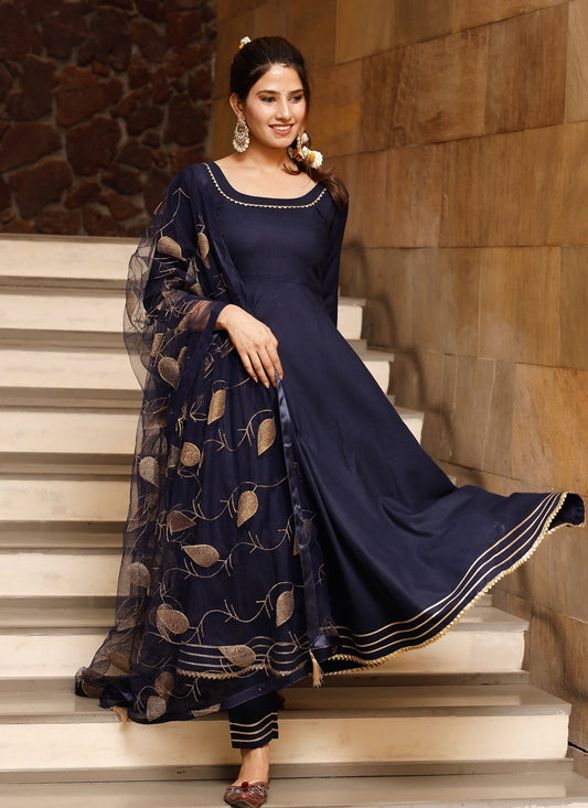 Pant Style Suit Rayon Blue Lace Salwar Kameez