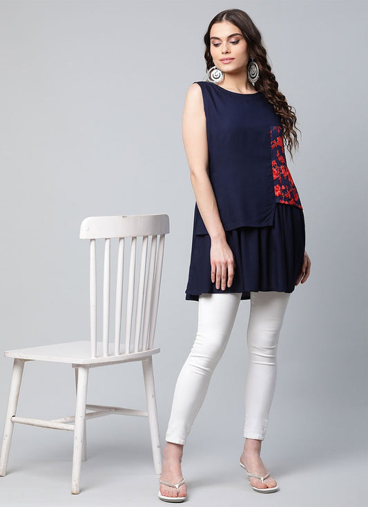 Casual Kurti Rayon Blue Print Kurtis