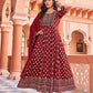 Designer Gown Rayon Maroon Embroidered Gown