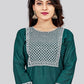 Party Wear Kurti Rayon Green Embroidered Kurtis