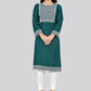 Party Wear Kurti Rayon Green Embroidered Kurtis