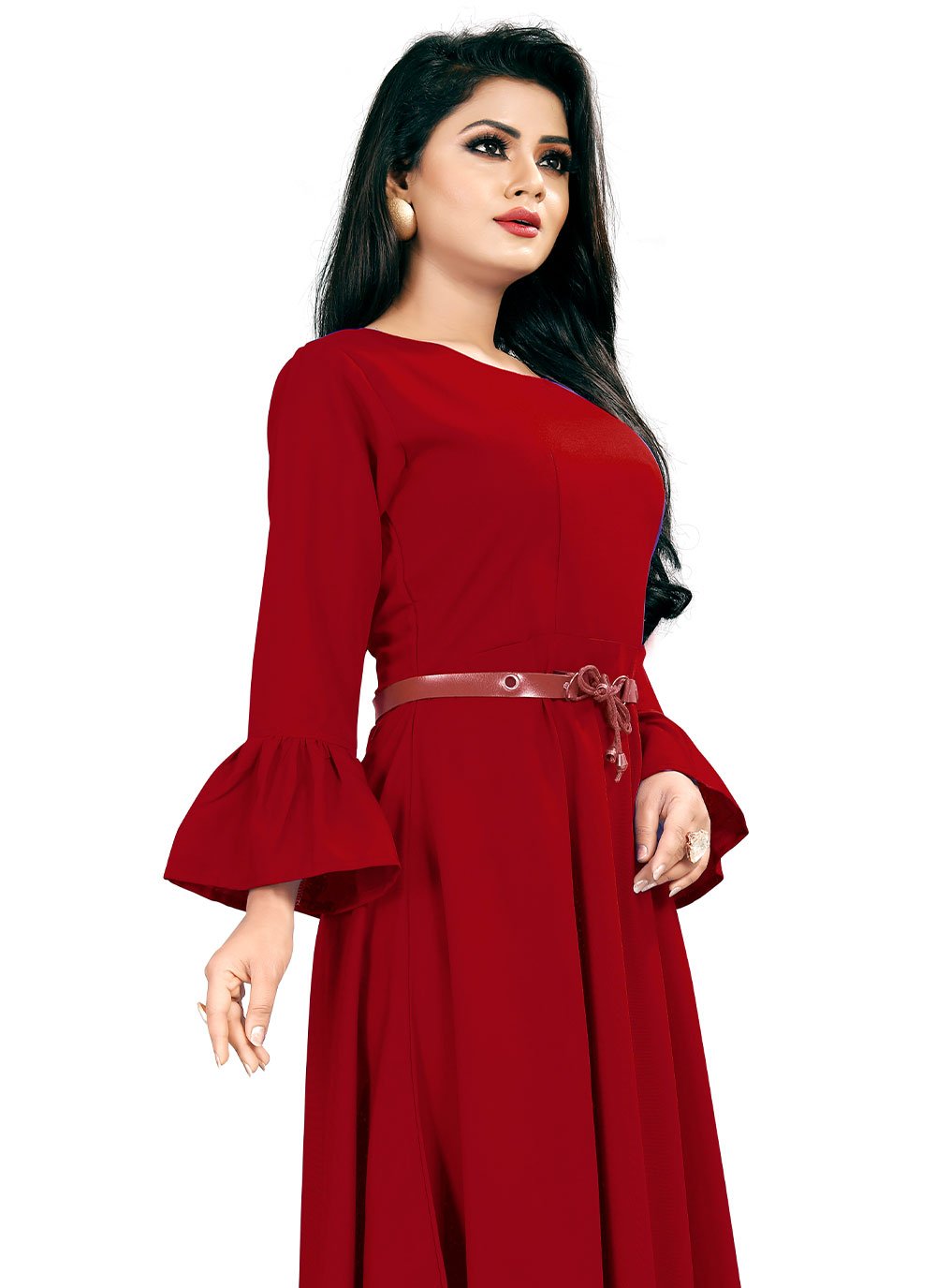 Party Wear Kurti Rayon Maroon Plain Kurtis