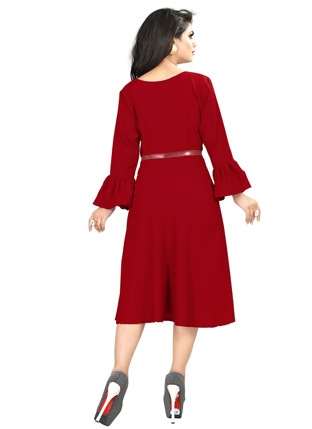 Party Wear Kurti Rayon Maroon Plain Kurtis