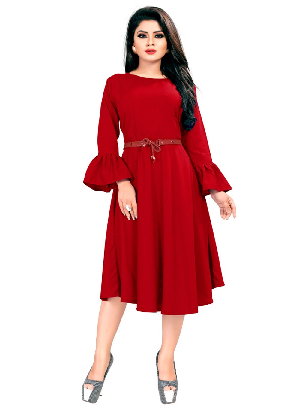 Party Wear Kurti Rayon Maroon Plain Kurtis