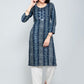 Party Wear Kurti Rayon Blue Mirror Kurtis