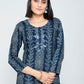 Party Wear Kurti Rayon Blue Mirror Kurtis