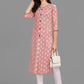 Designer Kurti Rayon Peach Print Kurtis