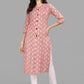 Designer Kurti Rayon Peach Print Kurtis