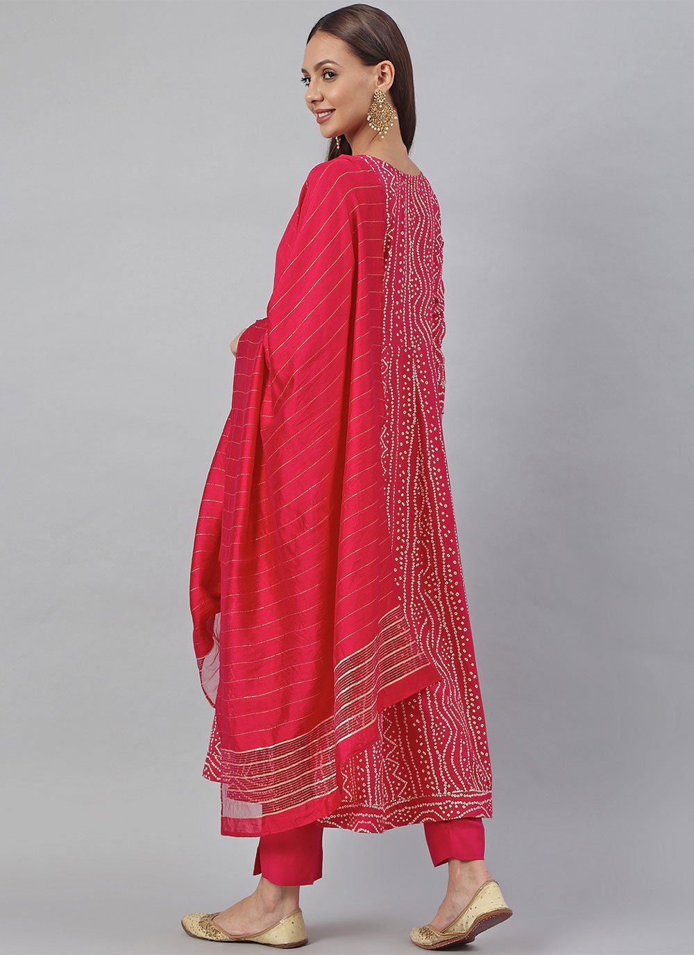 Salwar Suit Rayon Hot Pink Print Salwar Kameez
