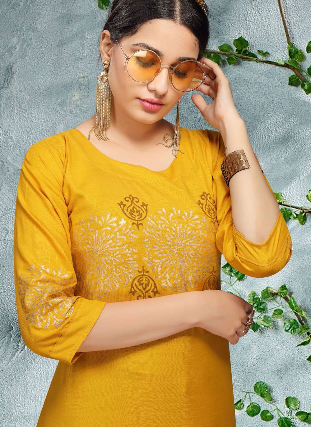 Casual Kurti Rayon Mustard Print Kurtis