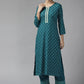 Party Wear Kurti Rayon Teal Print Kurtis