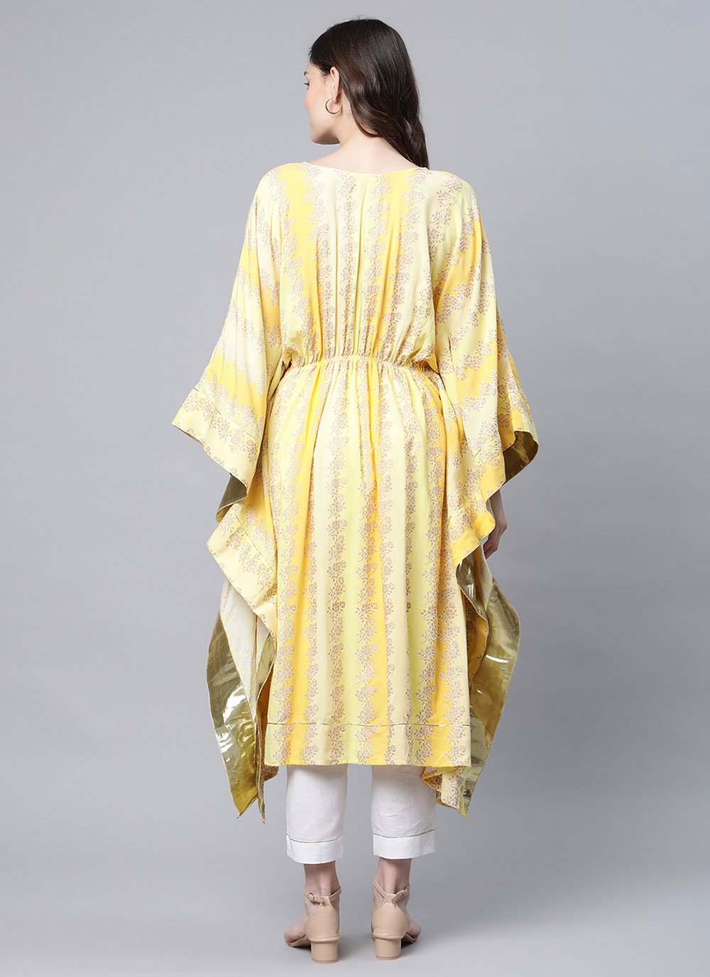 Designer Kurti Rayon Yellow Print Kurtis