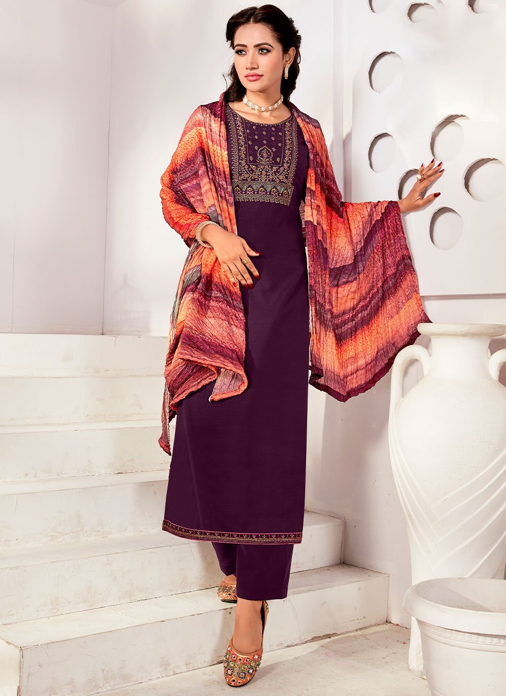 Salwar Suit Rayon Purple Diamond Salwar Kameez