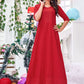 Gown Rayon Red Chikankari Work Gown