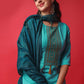 Salwar Suit Rayon Viscose Turquoise Embroidered Salwar Kameez