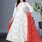 Designer Gown Rayon White Foil Print Gown