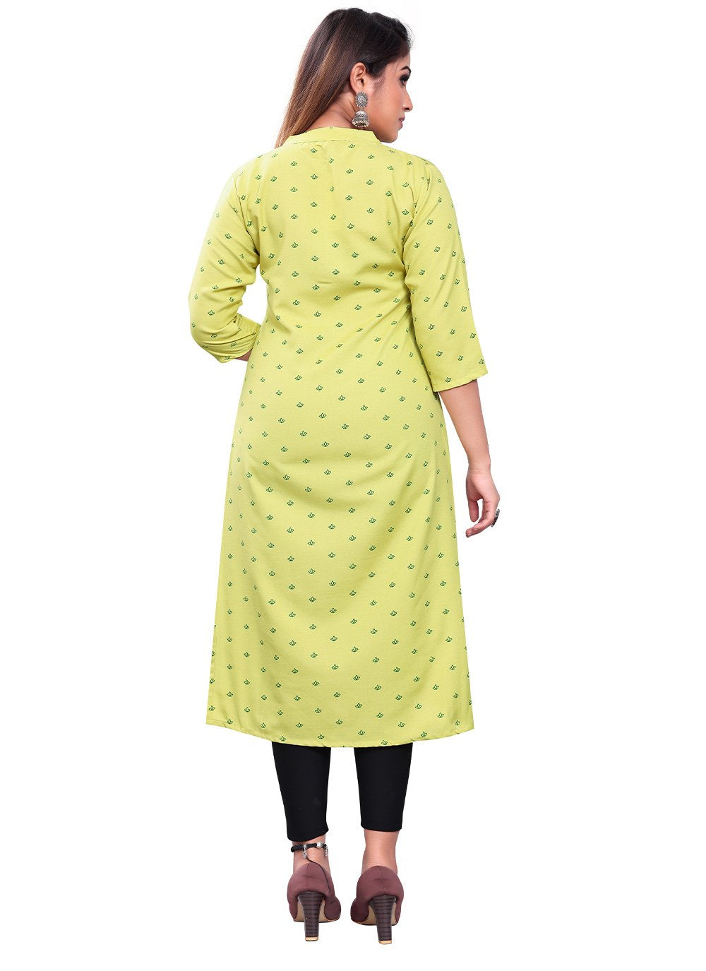 Designer Kurti Rayon Yellow Print Kurtis