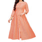 Gown Cotton Peach Strips Print Gown