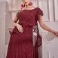 Gown Imported Maroon Sequins Gown