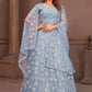 Readymade Lehenga Choli Net Aqua Blue Cord Work Lehenga Choli