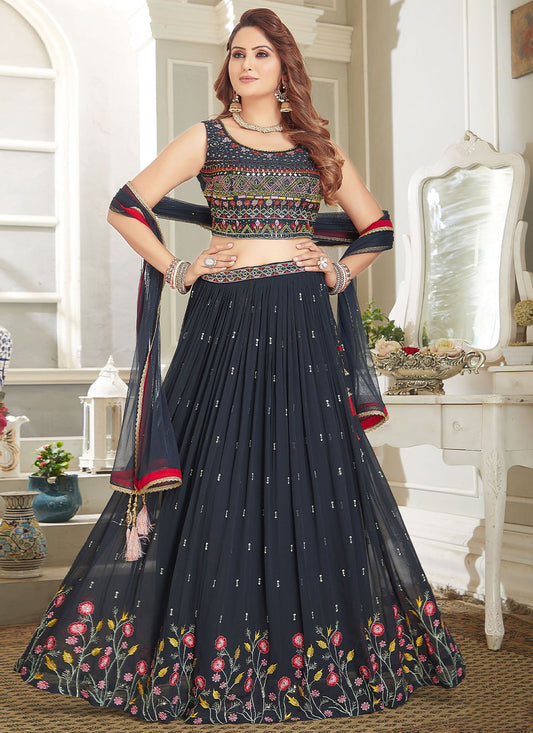 Readymade Lehenga Choli Georgette Blue Embroidered Lehenga Choli