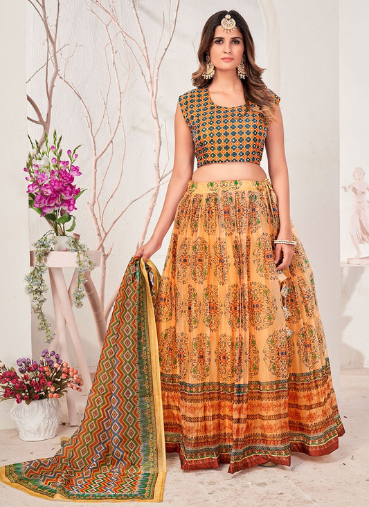 Readymade Lehenga Choli Organza Multi Colour Print Lehenga Choli