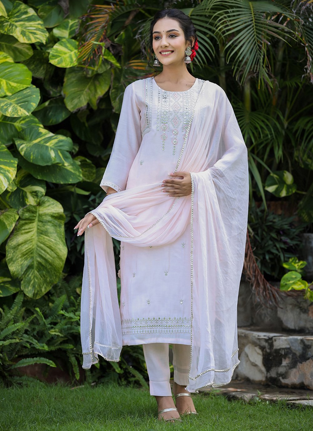 Salwar Suit Silk Pink Embroidered Salwar Kameez