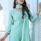 Salwar Suit Silk Turquoise Embroidered Salwar Kameez