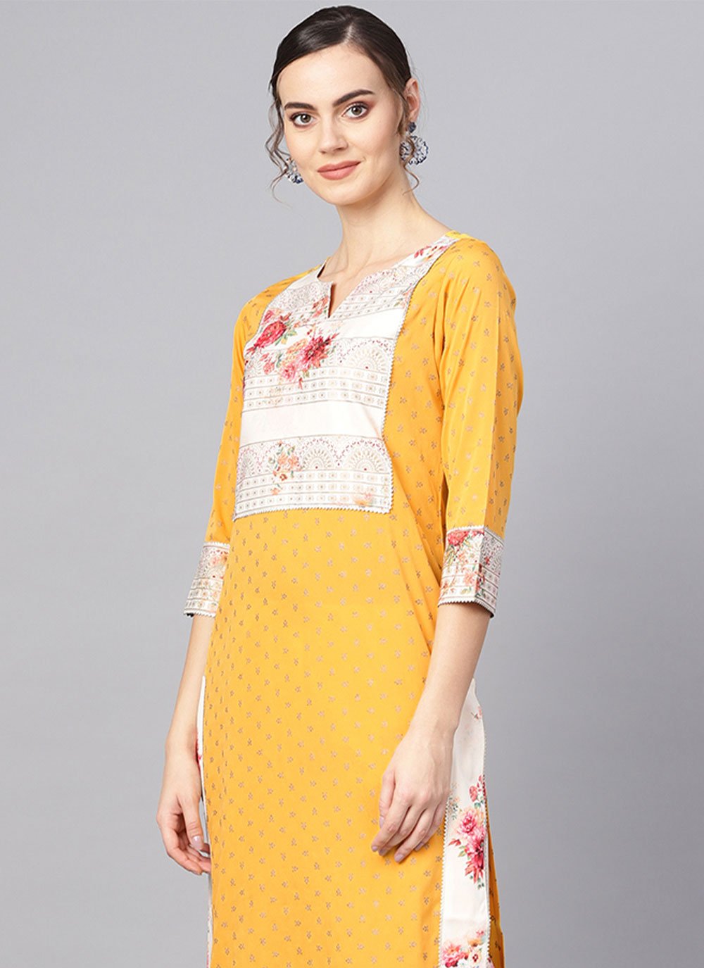 Salwar Suit Crepe Silk Yellow Digital Print Salwar Kameez