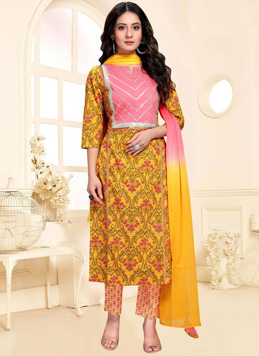 Salwar Suit Cotton Multi Colour Print Salwar Kameez