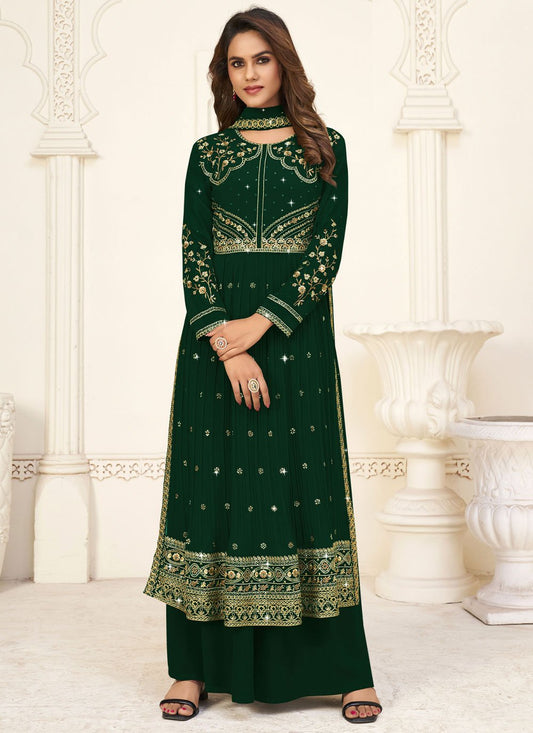Salwar Suit Georgette Grey Embroidered Salwar Kameez