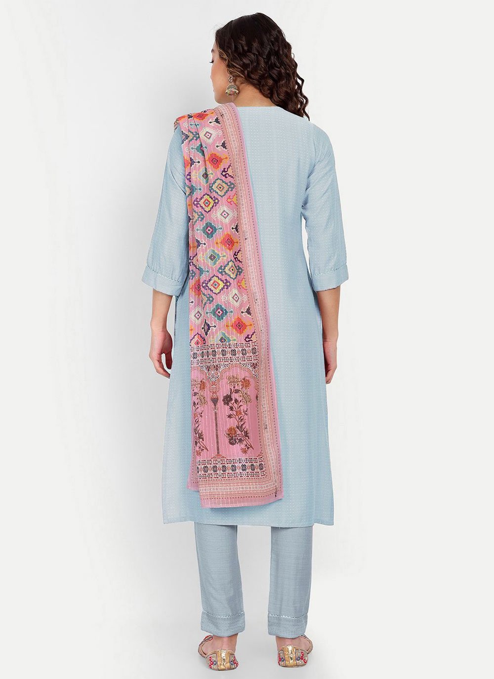 Salwar Suit Viscose Aqua Blue Embroidered Salwar Kameez