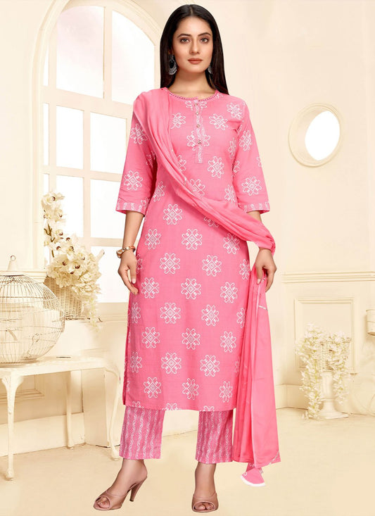 Salwar Suit Cotton Pink Print Salwar Kameez