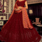 A Line Lehenga Georgette Red Sequins Lehenga Choli