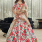 Lehenga Choli Art Silk Red White Digital Print Lehenga Choli