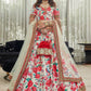 Lehenga Choli Art Silk Red White Digital Print Lehenga Choli