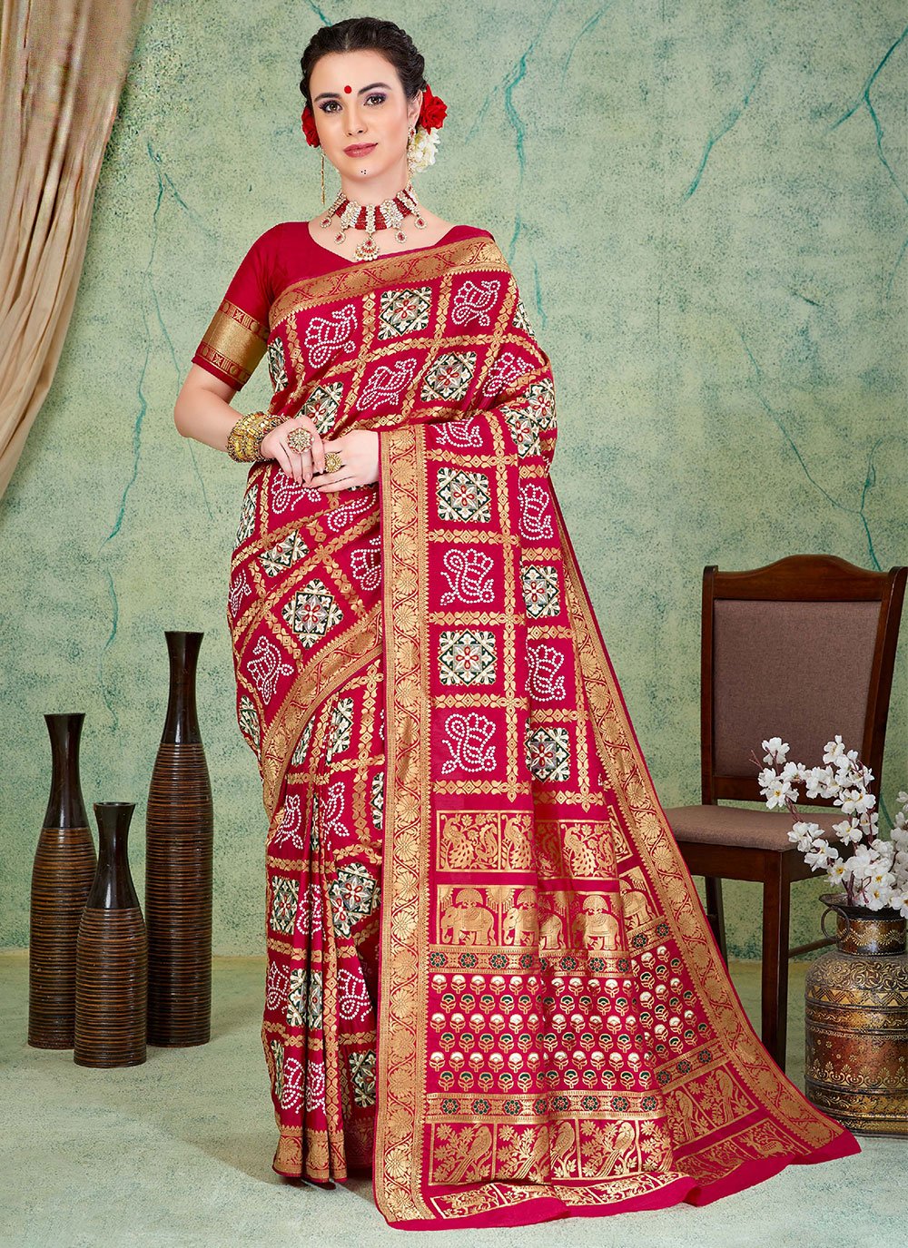 Classic Art Silk Red Weaving Saree