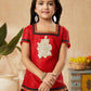 Sharara Set Art Silk Red Embroidered Kids