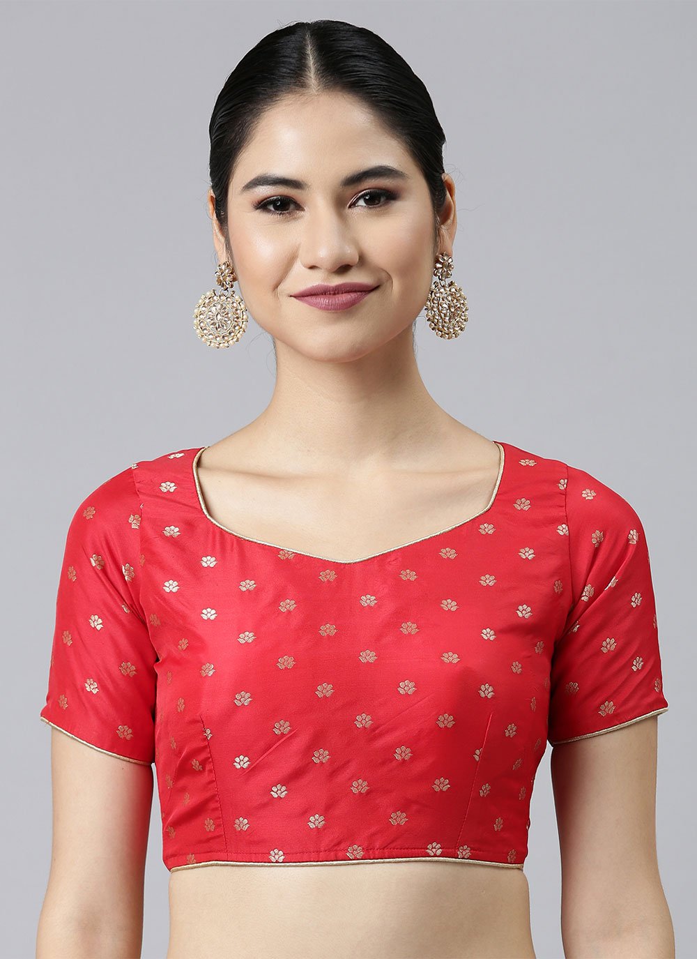 Designer Blouse Banarasi Jacquard Red Weaving Blouse