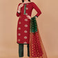 Salwar Suit Banarasi Silk Red Booti Salwar Kameez