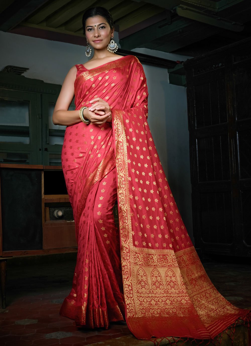 Classic Banarasi Silk Red Weaving Saree